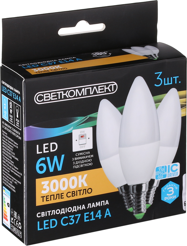 Лампа світлодіодна Светкомплект (6929547646967) 6Вт, E14, 3000K